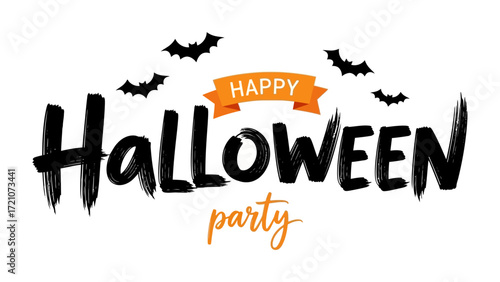 Halloween Party Invitation: Spooky lettering announces a Halloween party, adorned with playful bats, setting the tone for a night of thrills and celebration.