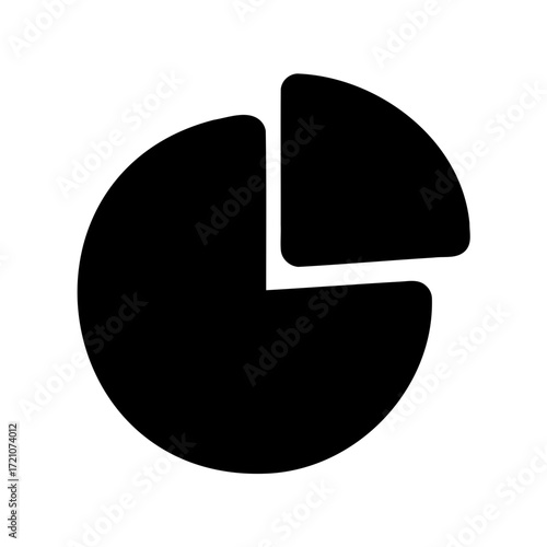 Monochrome pie chart illustrates data distribution with missing segment representation