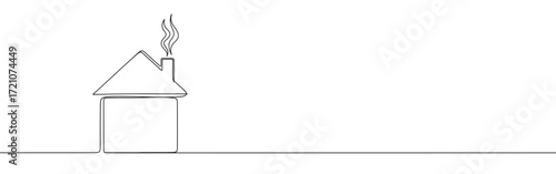 Home continuous one line drawing. House, real estate symbol. Vector illustration.