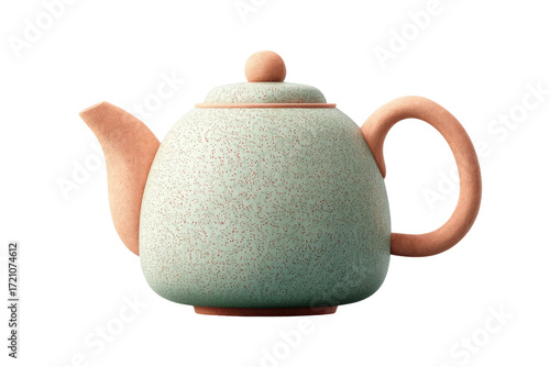 Wallpaper Mural Minimalist ceramic teapot with textured pastel finish on black background, cut out Torontodigital.ca