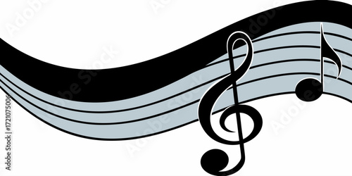 A collection of musical symbols and notation elements, including treble clef, bass clef, sharp, flat, rests, and various note values (whole, half, quarter, eighth, and sixteenth notes). The symbols ar
