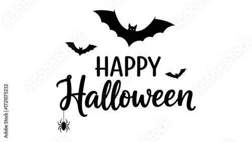 Happy Halloween Wishes: A whimsical Halloween illustration featuring playful bats and a charming spider against a backdrop, perfect for seasonal celebrations.
