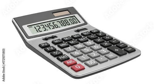 Gray calculator displaying a large number