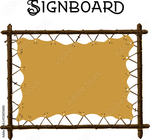 Rustic Wooden Rope Signboard Frame