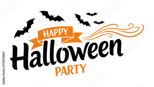 Happy Halloween Party Invitation: A festive and stylized Happy Halloween Party invitation with playful bats and decorative elements, ready to cast a spell of excitement.