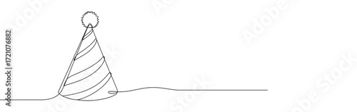 Party hat continuous one line drawing. Party, hat symbol. Vector illustration.