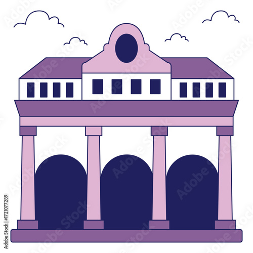 A colored design icon of grand central terminal