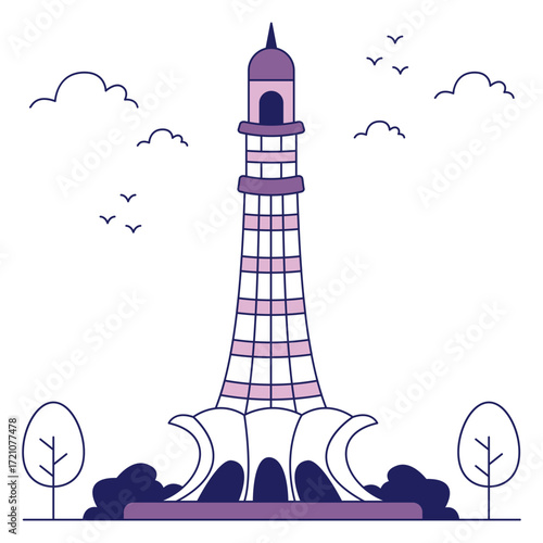 A flat design icon of minar e Pakistan