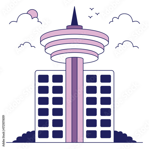 Modern design icon of harbour center tower