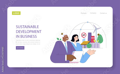 Sustainable Development Business Strategies Vector Illustration