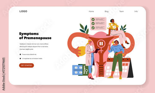 Educational Vector Illustration on Premenopause Symptoms