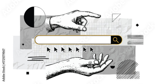 Searching for answers guiding the way to innovative solutions with a modern, abstract digital art aesthetic