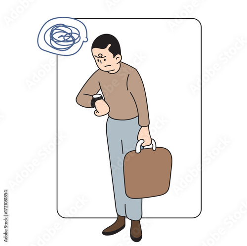 Vector illustration of people waiting with frustration.