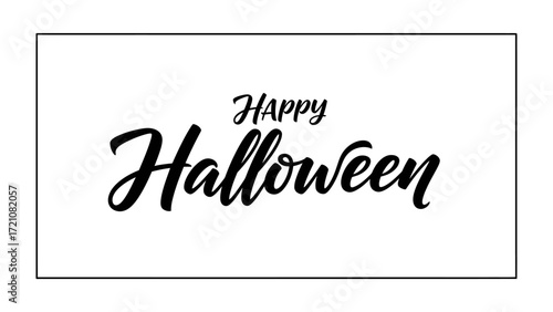Spooky Season Calligraphy: A whimsical, artistic presentation of Happy Halloween in elegant black brush script, perfectly encapsulates the spirit of All Hallows' Eve. 
