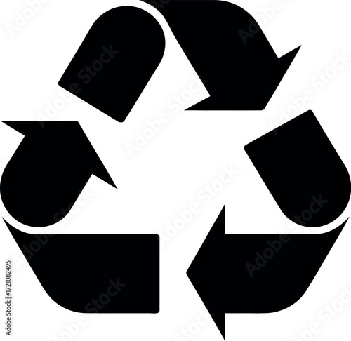 Universal symbol for recycling and sustainability in black and white