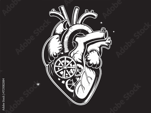 Anatomical Heart Illustration – Detailed Vintage Medical Drawing