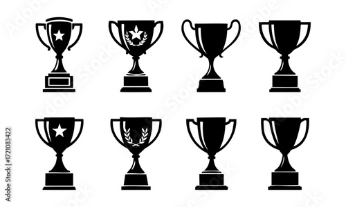 Trophy Cup Silhouette Icon Set Minimal Flat Vector illustration Collection, easily editable and scalable.