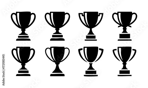 Trophy Cup Silhouette Icon Set Minimal Flat Vector illustration Collection, easily editable and scalable.