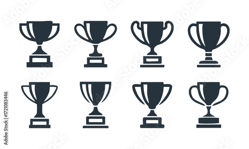 Trophy Cup Silhouette Icon Set Minimal Flat Vector illustration Collection, easily editable and scalable.