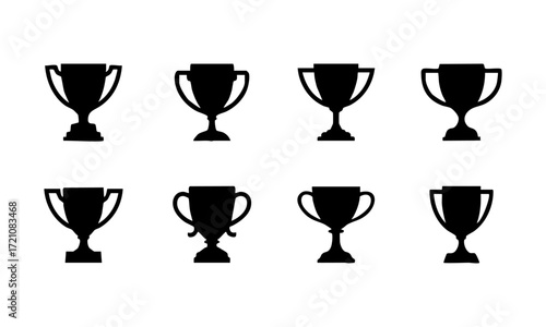 Trophy Cup Silhouette Icon Set Minimal Flat Vector illustration Collection, easily editable and scalable.