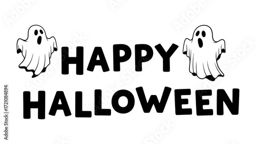 Spooky Greetings: Festive Halloween greeting features playful ghosts, embodies the spirit of a hauntingly good time, and celebrates the holiday with a touch of eerie delight.