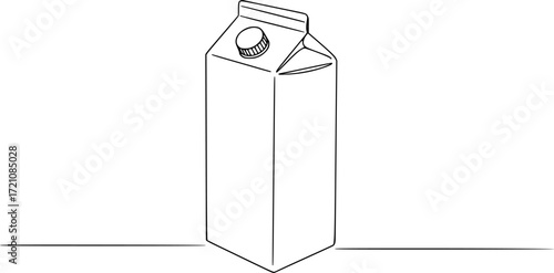 a minimalist line drawing of a rectangular milk carton, black outline, white background