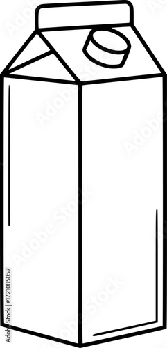 a minimalist line drawing of a rectangular milk carton, black outline, white background