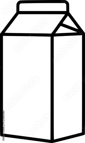 a minimalist line drawing of a rectangular milk carton, black outline, white background