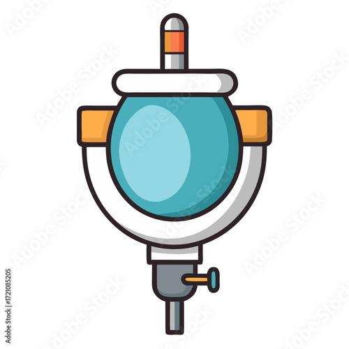 Urinal flush valve in modern design with blue and orange colors  