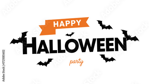 Happy Halloween: A festive graphic features a cheerful 'Happy Halloween' message with stylized bats, perfect for invitations or social media posts, evoking the thrill of the season.