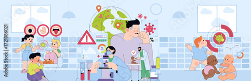 Virus Transmission and Prevention Vector Illustration