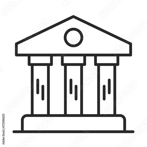 Courthouse line icon with pillars for justice and law clip art.
