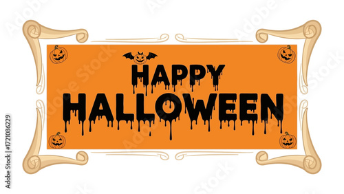 Spooky Halloween Banner: A festive banner, rich with Halloween spirit, invites viewers into a night of thrill, with iconic symbols adding to the celebratory atmosphere.