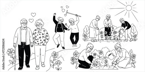 Active Seniors Joyful Life in Nature