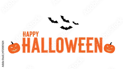 Happy Halloween Banner: A festive greeting banner displaying Happy Halloween with spooky elements to celebrate the holiday, perfect for cards, posters, or online sharing.