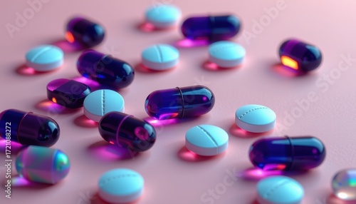 Pharmaceutical Capsules Different Colored Coatings Scattered Light Surface