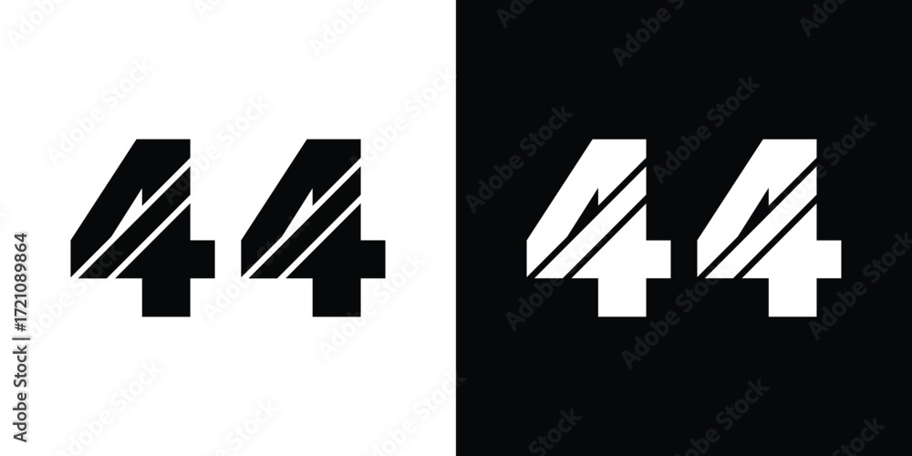Obraz premium Bold number 44 graphic in black and white contrast