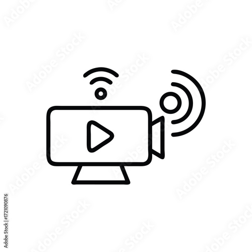 Live Streaming Icon, Online Broadcast Icon, Webcast Symbol, Video Stream Icon, Digital Streaming Icon