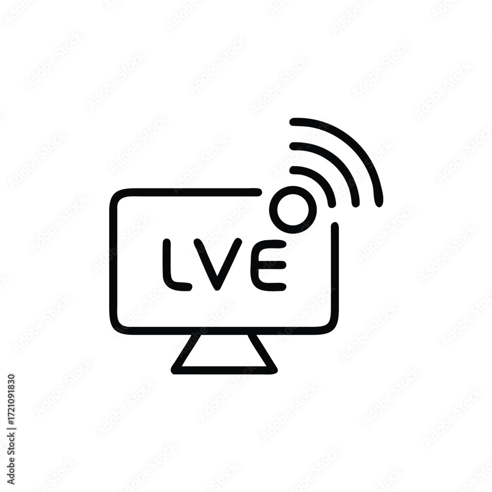 Naklejka premium Live Streaming Icon, Online Broadcast Icon, Webcast Symbol, Video Stream Icon, Digital Streaming Icon