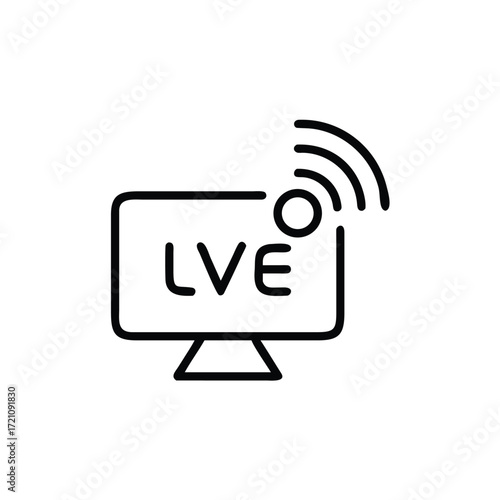 Live Streaming Icon, Online Broadcast Icon, Webcast Symbol, Video Stream Icon, Digital Streaming Icon