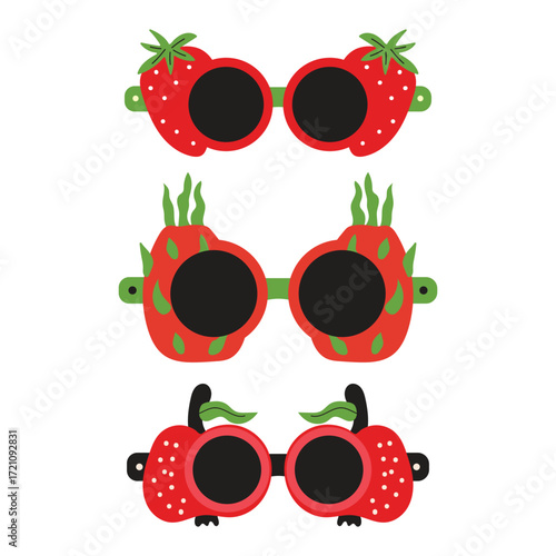 Glasses Theme Fruit Collection Cartoon Icon Illustration