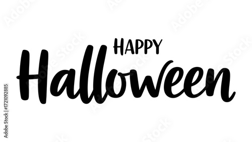 Happy Halloween typography: A simple yet expressive vector illustration, showcasing the text Happy Halloween in an elegant, hand-lettered font.
