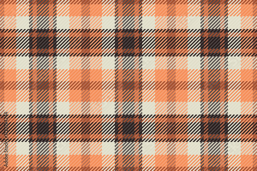 Conceptual vector background check, fire seamless textile tartan. Tribal plaid texture fabric pattern in orange and light colors.