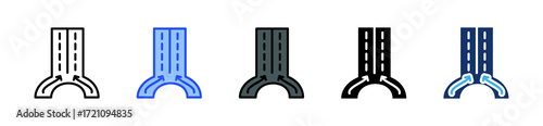 Freeway Merge Icon Collection With Multiple Styles