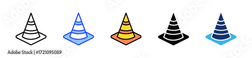 Traffic Cone Icon Collection With Multiple Styles
