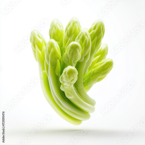 Fresh Green Asparagus Spears Isolated on White Background Healthy Food Concept