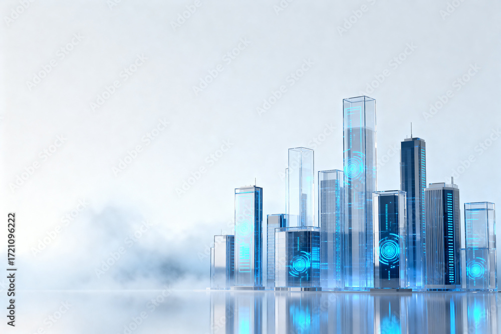 Fototapeta premium Futuristic Transparent Cityscape of the Future