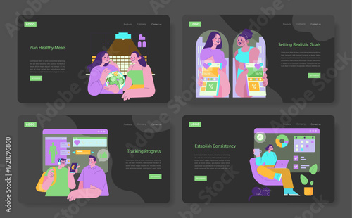 Healthy Lifestyle Vector Illustrations with Positive Actions