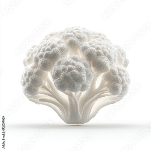 Close up Studio Shot of a White Cauliflower Vegetable with Intricate Detail Perfect for Culinary or Health Concepts