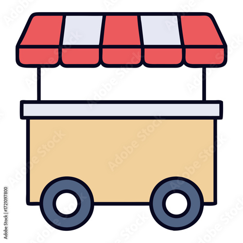 Colorful Vendor Cart Illustration for Market and Food